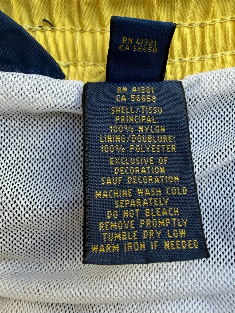Ralph Lauren Navy Swim Trunks with Yellow Trim Medium